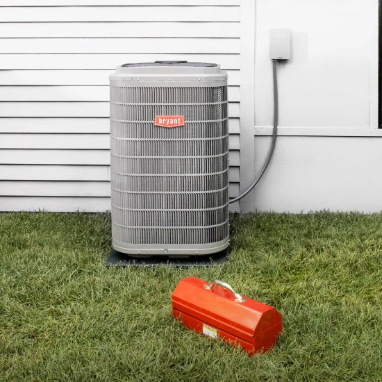 photo of Bryant heat pump with toolbox